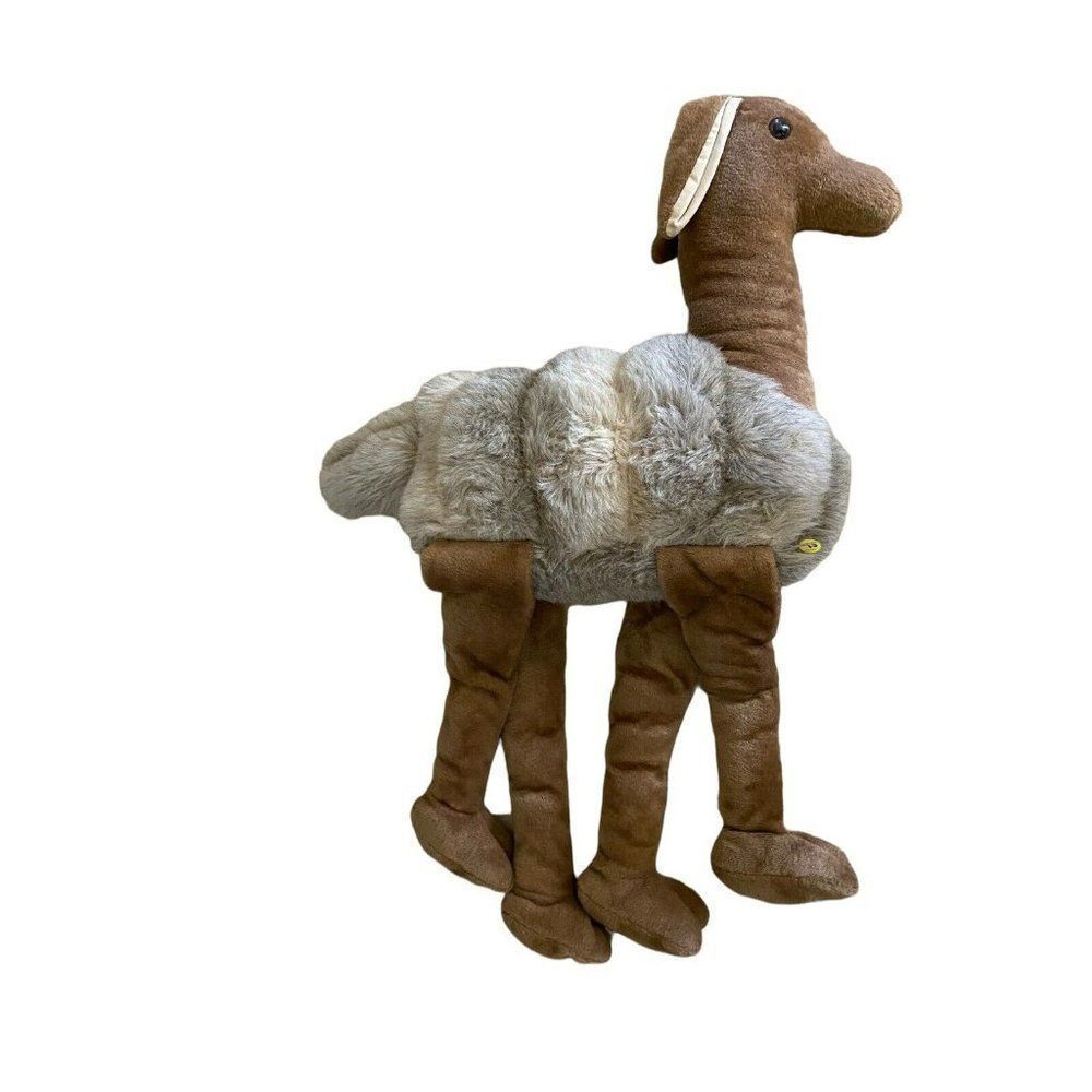 Vintage Llama Alpaca Plush Animal Large 21" long Jumbo Plush marble eyes
